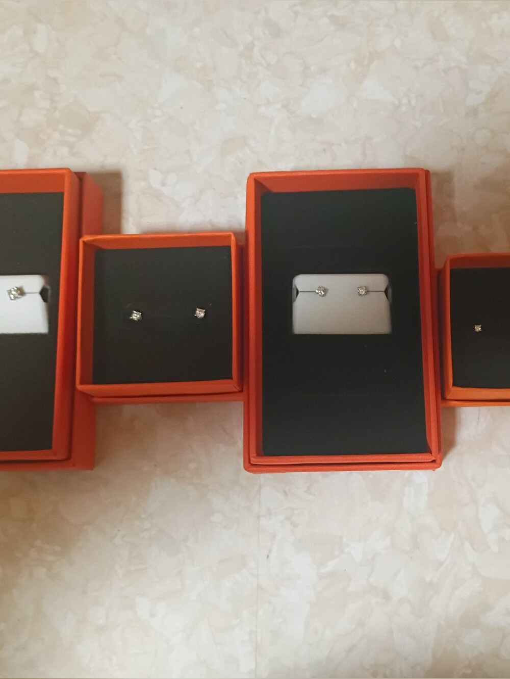 Lot 5 Pairs NIB 925 Sterling Silver Moissanite Stud Earrings Set 0.50ctw 0.25ctw